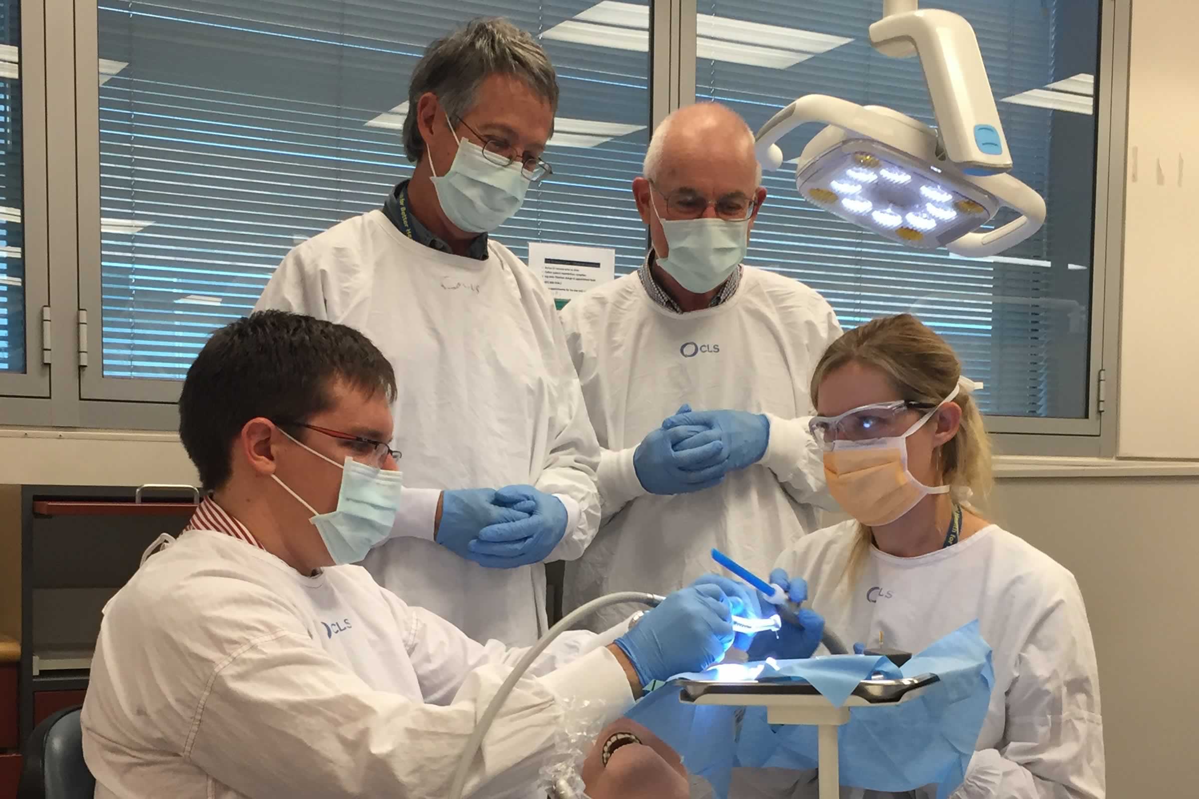 Medical practitioners at dental training. Photo: Australian Antarctic Division.