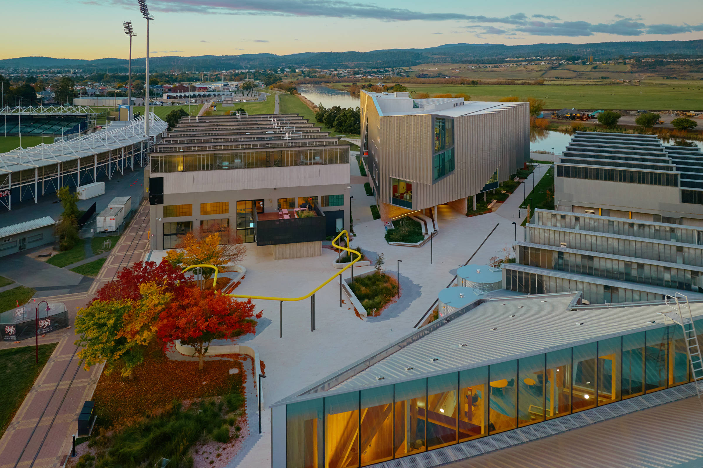 UTAS Inveresk campus aerial photo. Photo: OiStudios.